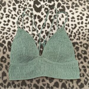 PINK Victoria's Secret Smocked Bralette in Green Size Medium Women’s